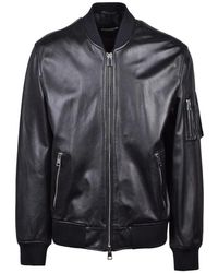 Dondup - Leder bomberjacke mit reißverschluss - Lyst