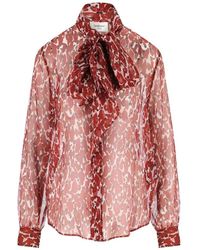 Saint Laurent - Overhemden ,Veelkleurig ,Blouse Met Strik - Lyst