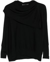 D.exterior - Truien & Vesten ,Zwart ,Wol Zwarte Wol Gedrapeerd Cowl-Neck Sweater - Lyst