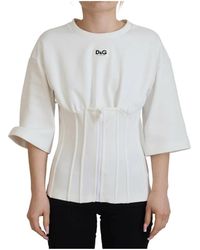 Dolce & Gabbana - Weißes korsett stretch baumwoll top t-shirt - Lyst