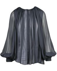 Semicouture - Overhemden ,Grijs ,Voile Plissé Shirt - Lyst