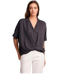 Kocca - Overhemden ,Zwart ,Blouse Met Ontspannen Pasvorm En Korte Mouwen - Lyst