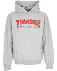 Thrasher - Hoodies & Sweatvesten ,Grijs ,Katoen Hoodie Light Steel/Rood - Lyst