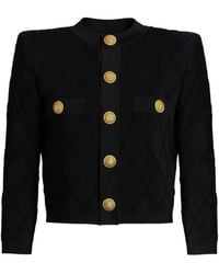 Balmain - Cropped Gebreide Vest - Lyst