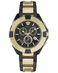 Versace - Chrono sporty schwarz-gold chronograph uhr - Lyst