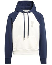 Ami Paris - Boxy Fit Hoodie With Logo Knitted Patch - Lyst