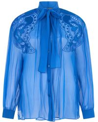 Alberta Ferretti - Overhemden ,Blauw ,Tops - Lyst