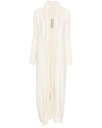 Rick Owens - Weißer Gerippter Gestrickter Shawl Kragen Pullover - Lyst
