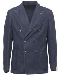 Lubiam - Jassen ,Blauw ,Katoen Wsl Double-Breasted Jacket - Lyst