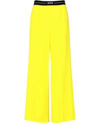 MSGM - Broeken ,Geel ,Wol Gele Wollen Broek - Lyst