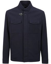 Fay - Jassen ,Blauw ,Denim Honeycomb Jas - Lyst