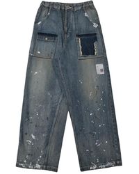 Maison Mihara Yasuhiro - Jeans ,Blauw ,Katoen Stripe Patchwork Jeans - Lyst