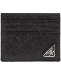 Prada - Accessoires ,Zwart ,Leer Saffiano Lederen Kaarthouder - Lyst
