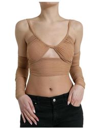 Dolce & Gabbana - Bruin Nylon Open Shoulder Cropped Top - Lyst