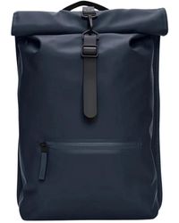 Rains - Marineblauer rolltop-rucksack w3 47 marineblaue tasche - Lyst
