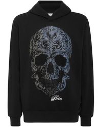 Philipp Plein - Hoodies & Sweatvesten ,Zwart ,Katoen Fleece Hoodie Sweatshirt Degrade' Skull - Lyst