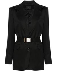 Pinko - Jassen ,Zwart ,Wol Casual Zwarte Blazer Van Wolmix - Lyst
