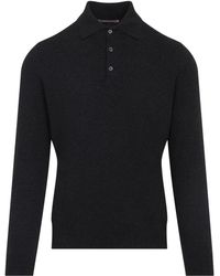 Brunello Cucinelli - Grijze Kasjmier Polo Met Lange Mouwen - Lyst