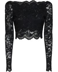 Rabanne - Top Negro De Encaje Floral, Mujer, Talla - Lyst