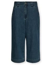 Elena Miro - Jeans ,Blauw ,Katoen Wanda Cropped Wide Leg Jeans - Lyst
