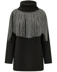 Pinko - Oversized Trui Van Wolmix Met Lurex Franjes - Lyst