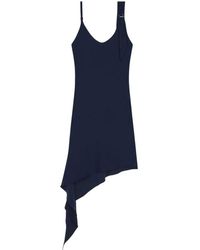 Courreges - Kleedjes ,Blauw ,Marineblauwe Jurk Met Knoop - Lyst