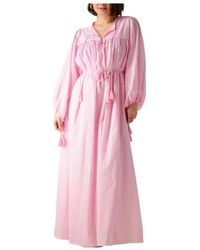 Ibana - Kleedjes ,Roze ,Denim Roze Maxi Jurk Dianora Stijl - Lyst