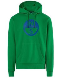 North Sails - Hoodies & Sweatvesten ,Groen ,Katoen Biologische Katoenen Hoodie Met Groot Logo - Lyst