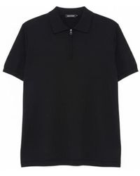 Aspesi - Tops ,Zwart ,Zip-Closure Short Sleeve Polo - Lyst