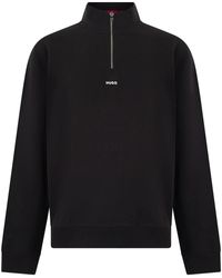 BOSS - Hoodies & Sweatvesten ,Zwart ,Katoen Sweater Met Ritssluiting - Lyst