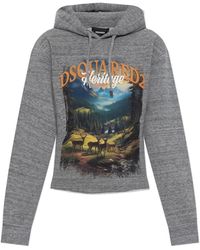 DSquared² - Hoodies & Sweatvesten ,Grijs ,Katoen Sweatshirt Met Print - Lyst