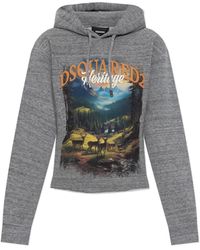 DSquared² - Hoodies & Sweatvesten ,Grijs ,Katoen Sweatshirt Met Print - Lyst