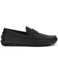 Gucci - Schoenen ,Zwart ,Leer Driver Met Web Detail - Lyst
