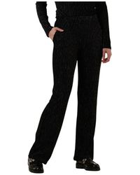 Another Label - Broeken ,Zwart ,Polyester Velvet Flared Broek - Lyst