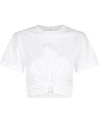 Rabanne - Tops ,Wit ,T-Shirt Met Decoratieve Ring - Lyst