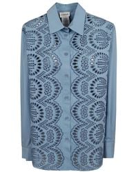 P.A.R.O.S.H. - Overhemden ,Blauw ,Katoen Cannes Shirt - Lyst