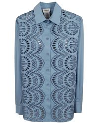 P.A.R.O.S.H. - Overhemden ,Blauw ,Katoen Cannes Shirt - Lyst