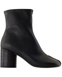 MM6 by Maison Martin Margiela - Schwarze Leder-Stiefeletten Mit 7 Cm Absatz - Lyst