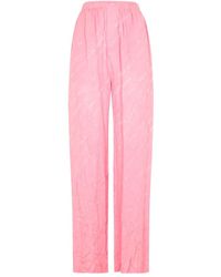 Balenciaga - Silk Logoed Pants - Lyst