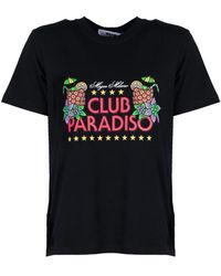 MSGM - Tops ,Zwart ,Katoen T-Shirt Met Logo-Print - Lyst