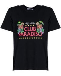MSGM - Tops ,Zwart ,Katoen T-Shirt Met Logo-Print - Lyst