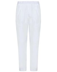 Low Brand - Pantaloni in cotone bianco con pinces - Lyst