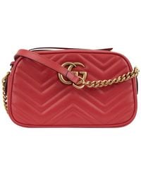Gucci - Gepolsterte Leder-Schultertasche Mit 'Gg' Logo - Lyst