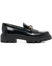 Tod's - Schwarze lederloafers mit fransen - Lyst
