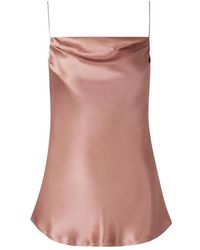 Balmain - Tops ,Roze ,Satijn Gedrapeerde Satijnen Top - Lyst