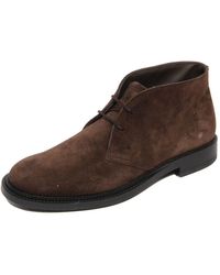 Tod's - Braune wildleder schnürschuhe - Lyst