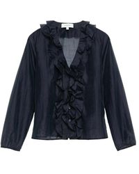 Comma, - Bluse Mit Rüschenbesatz - Lyst