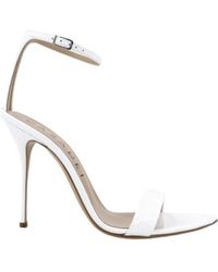 Casadei - Schoenen ,Wit ,Leer Witte Sandalen Van Lakleer Met Transparant Detail - Lyst