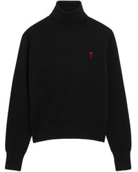Ami Paris - Truien & Vesten ,Zwart ,Wol Ami De Coeur Coltrui - Lyst