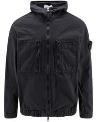 Stone Island - Jassen ,Zwart ,Katoen Lichtgewicht Jack Met Dubbele Rits - Lyst